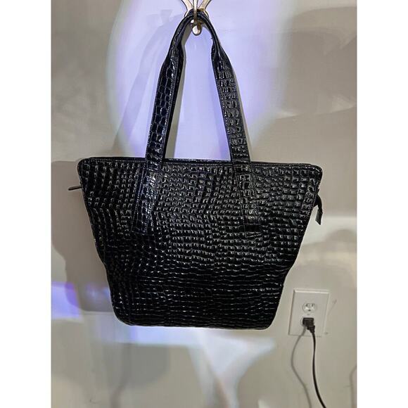 Black patent leather crocodile involves tote bag - Picture 1 of 7